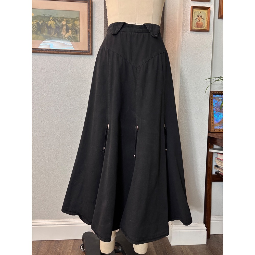 Vintage Circle T Marilyn Lenox Black Western Concho Skirt USA Made